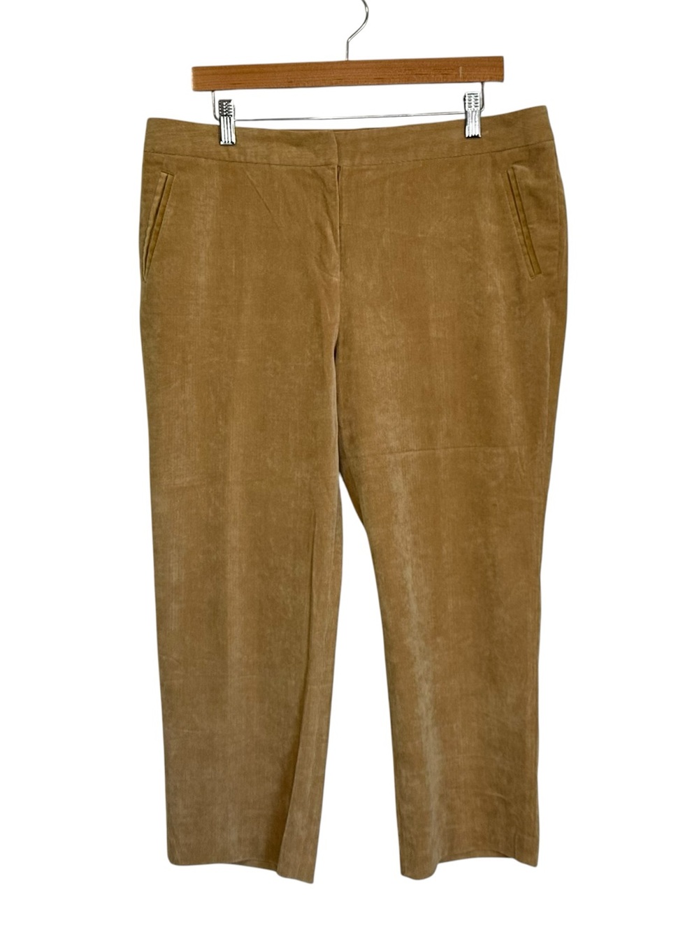 Tristian & Iseut Womens Corduroy Cropped Pants Sz 14 Tan Business Casual